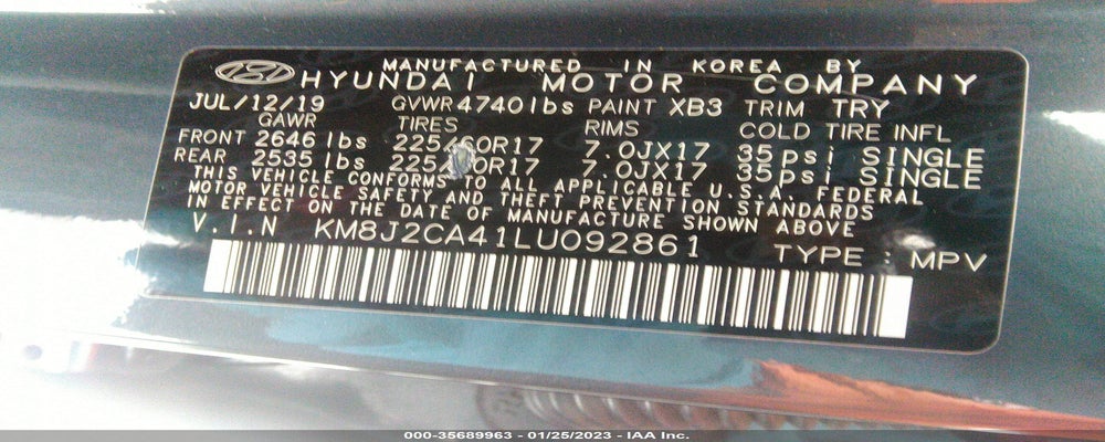 KM8J2CA41LU092861 2020 HYUNDAI TUCSON photo no. 9