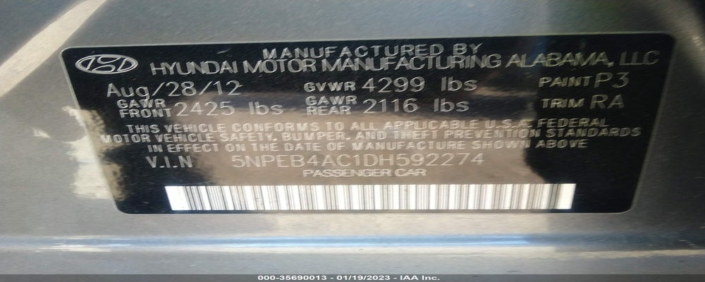 5NPEB4AC1DH592274 2013 HYUNDAI SONATA photo no. 9