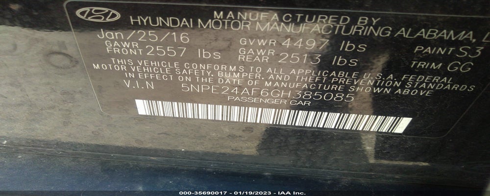 5NPE24AF6GH385085 2016 HYUNDAI SONATA photo no. 9