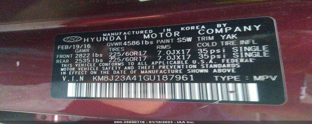 KM8J23A41GU187961 2016 HYUNDAI TUCSON photo no. 9