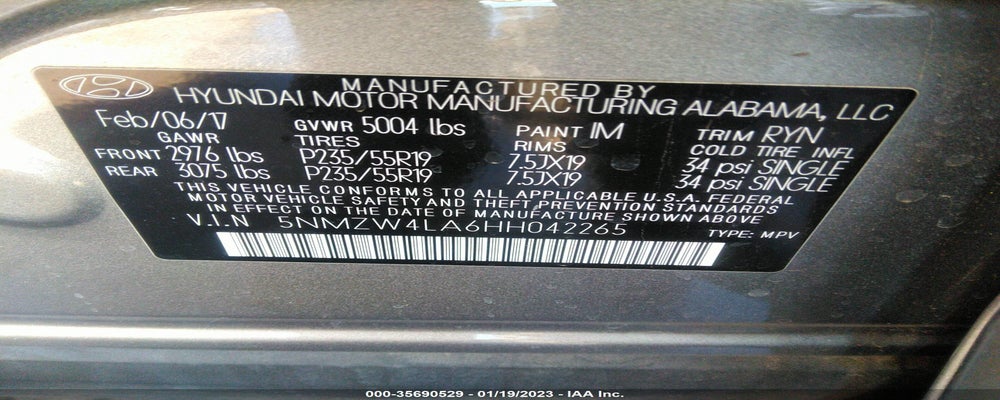 5NMZW4LA6HH042265 2017 HYUNDAI SANTA FE SPORT photo no. 9