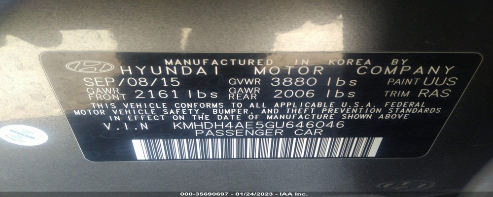 KMHDH4AE5GU646046 2016 HYUNDAI ELANTRA photo no. 9