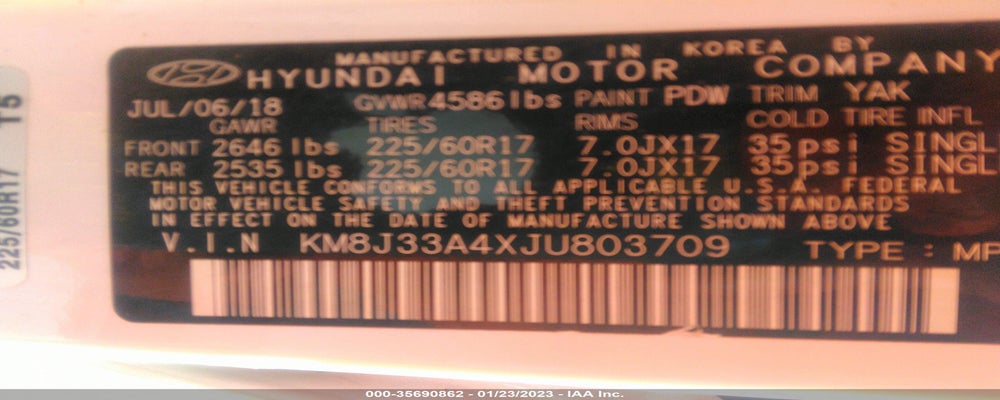 KM8J33A4XJU803709 2018 HYUNDAI TUCSON photo no. 9
