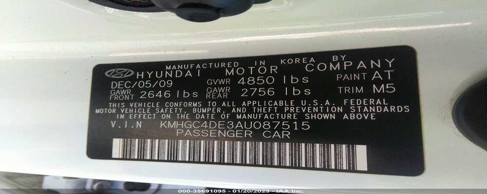 KMHGC4DE3AU087515 2010 HYUNDAI GENESIS photo no. 9