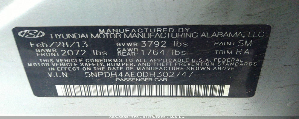 5NPDH4AE0DH302747 2013 HYUNDAI ELANTRA photo no. 9