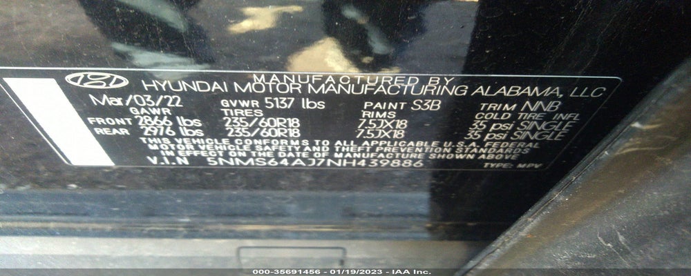 5NMS64AJ7NH439886 2022 HYUNDAI SANTA FE photo no. 9