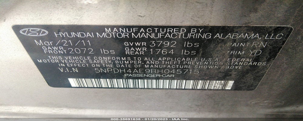5NPDH4AE9BH045715 2011 HYUNDAI ELANTRA photo no. 9