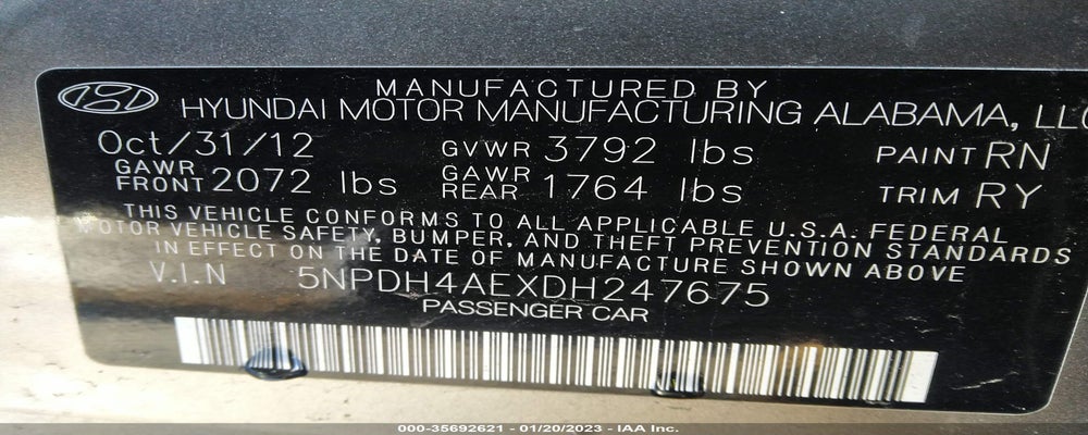 5NPDH4AEXDH247675 2013 HYUNDAI ELANTRA photo no. 9
