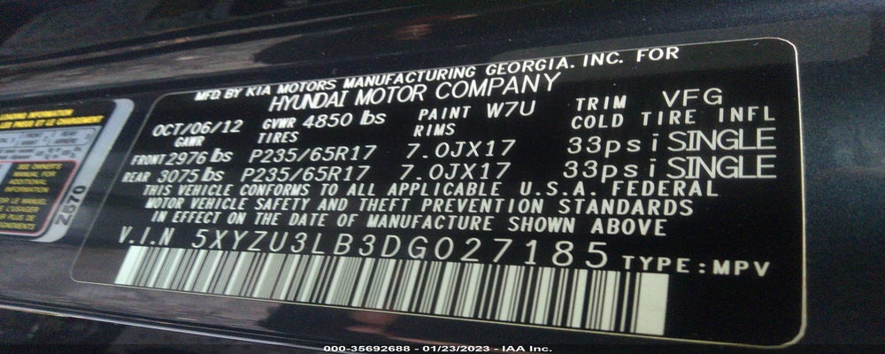 5XYZU3LB3DG027185 2013 HYUNDAI SANTA FE photo no. 9