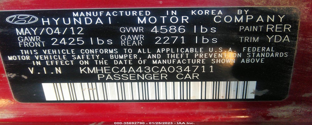 KMHEC4A43CA034711 2012 HYUNDAI SONATA photo no. 9