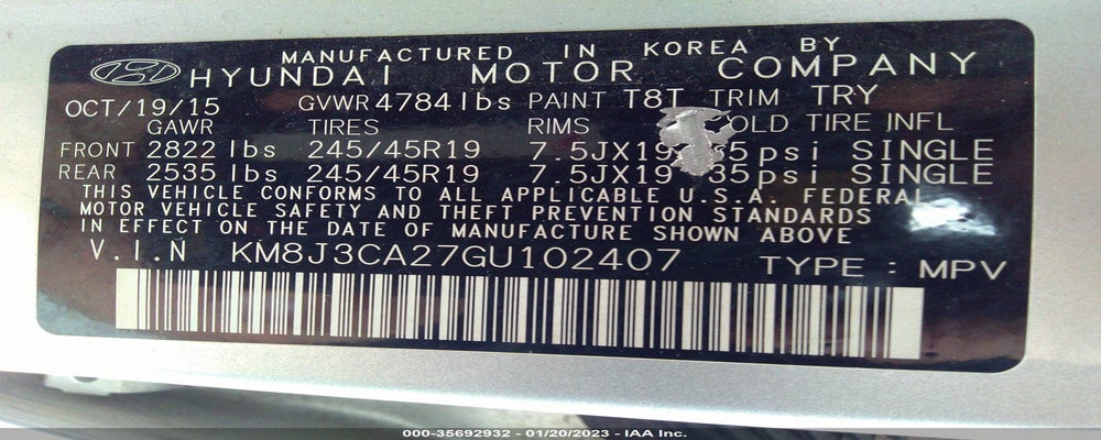 KM8J3CA27GU102407 2016 HYUNDAI TUCSON photo no. 9