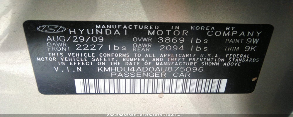 KMHDU4AD0AU875096 2010 HYUNDAI ELANTRA photo no. 9
