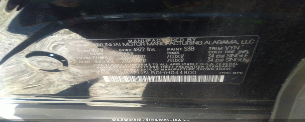 5NMZU3LB0HH044800 2017 HYUNDAI SANTA FE SPORT photo no. 9