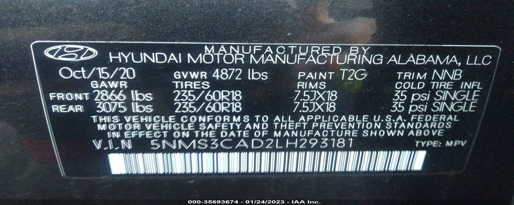5NMS3CAD2LH293181 2020 HYUNDAI SANTA FE photo no. 9