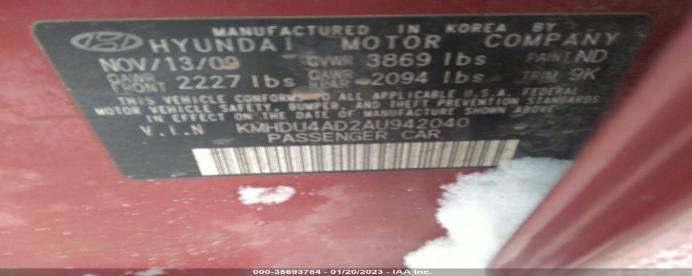 KMHDU4AD2AU942040 2010 HYUNDAI ELANTRA photo no. 9