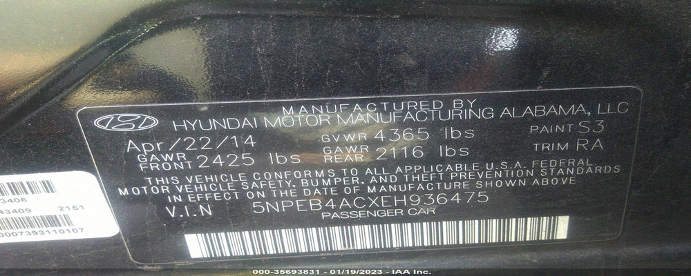 5NPEB4ACXEH936475 2014 HYUNDAI SONATA photo no. 9