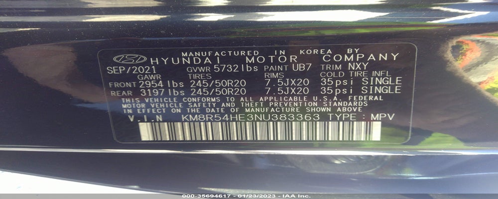 KM8R54HE3NU383363 2022 HYUNDAI PALISADE photo no. 9