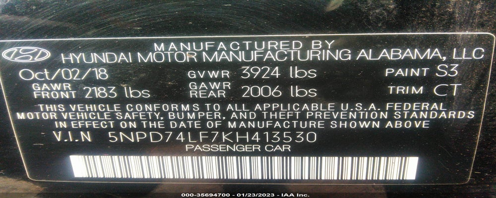 5NPD74LF7KH413530 2019 HYUNDAI ELANTRA photo no. 9