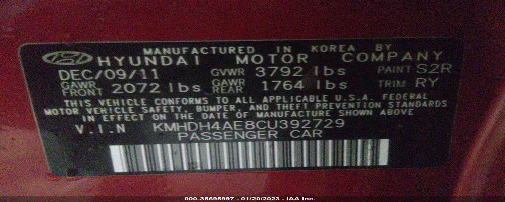 KMHDH4AE8CU392729 2012 HYUNDAI ELANTRA photo no. 9
