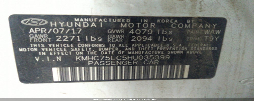 KMHC75LC5HU035399 2017 HYUNDAI IONIQ HYBRID photo no. 9