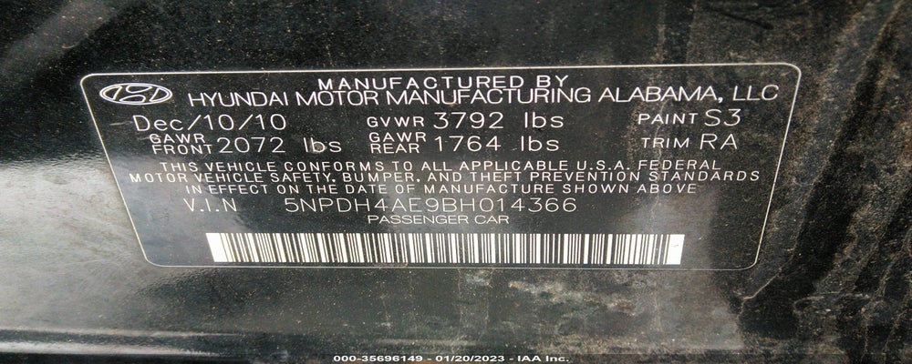 5NPDH4AE9BH014366 2011 HYUNDAI ELANTRA photo no. 9