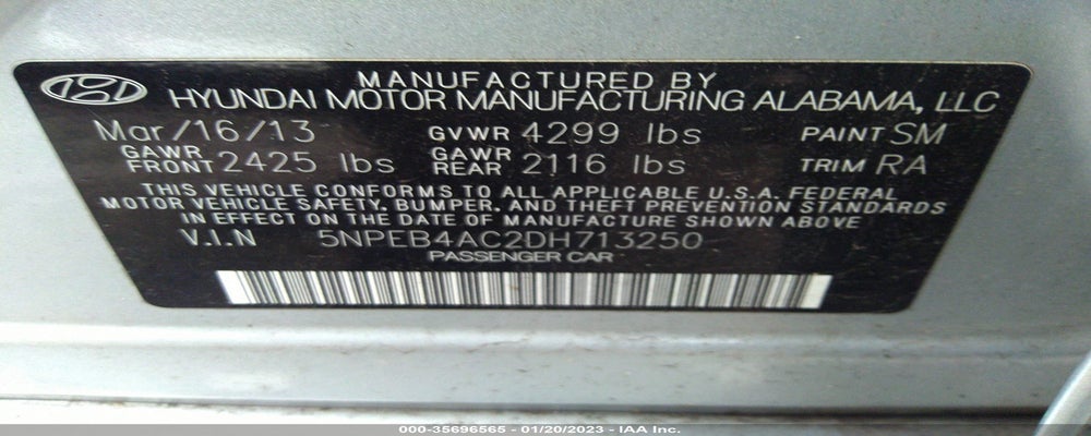 5NPEB4AC2DH713250 2013 HYUNDAI SONATA photo no. 9