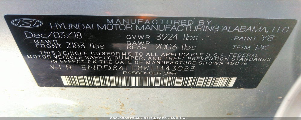 5NPD84LF8KH443083 2019 HYUNDAI ELANTRA photo no. 9