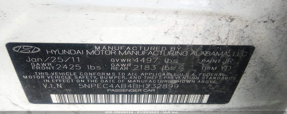 5NPEC4AB4BH232899 2011 HYUNDAI SONATA photo no. 9