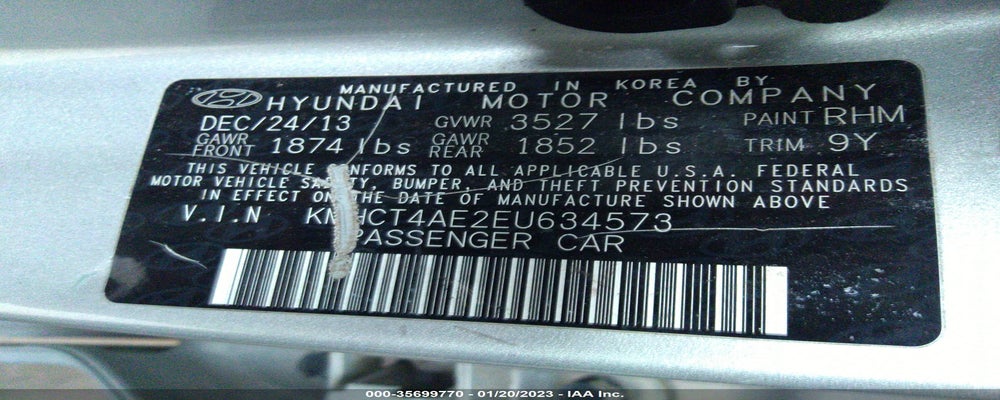 KMHCT4AE2EU634573 2014 HYUNDAI ACCENT photo no. 9