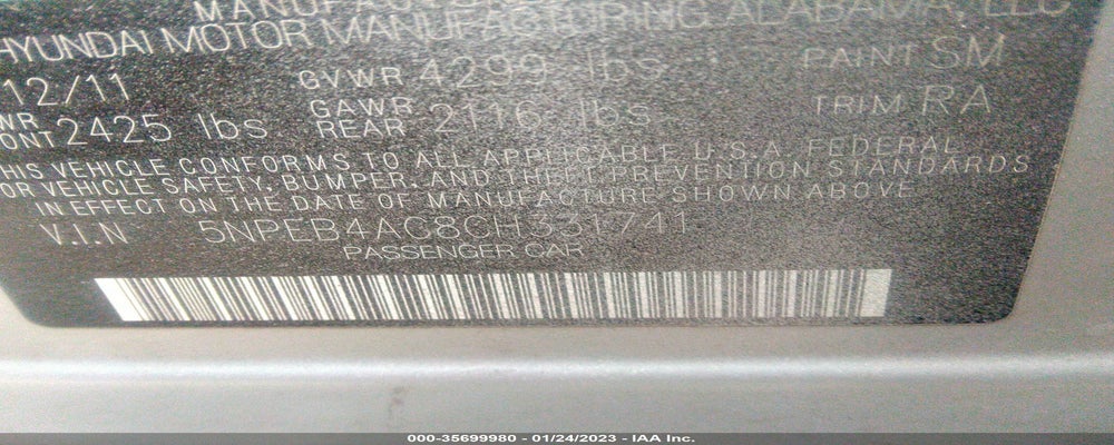 5NPEB4AC8CH331741 2012 HYUNDAI SONATA photo no. 9
