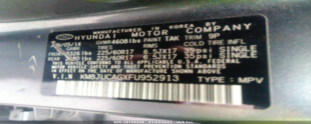 KM8JUCAGXFU952913 2015 HYUNDAI TUCSON photo no. 9
