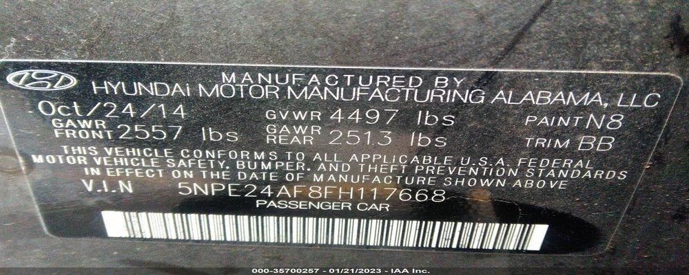5NPE24AF8FH117668 2015 HYUNDAI SONATA photo no. 9
