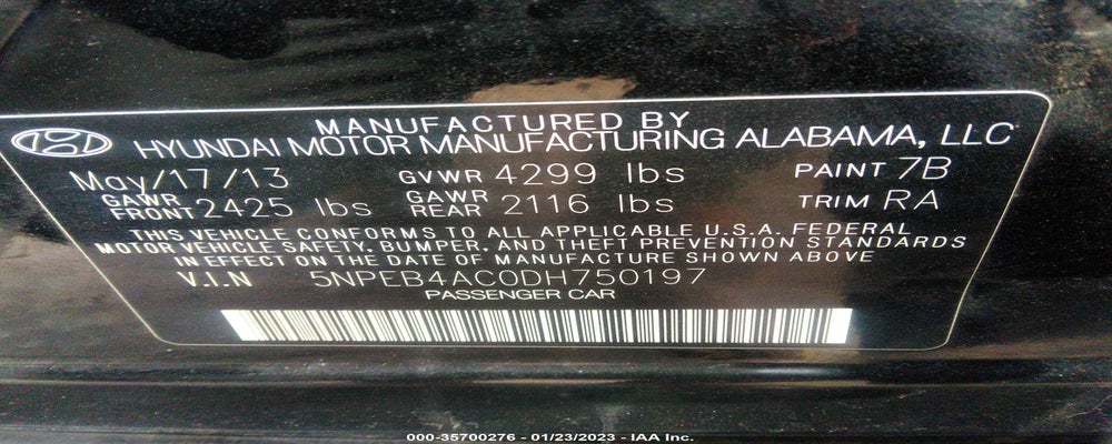 5NPEB4AC0DH750197 2013 HYUNDAI SONATA photo no. 9