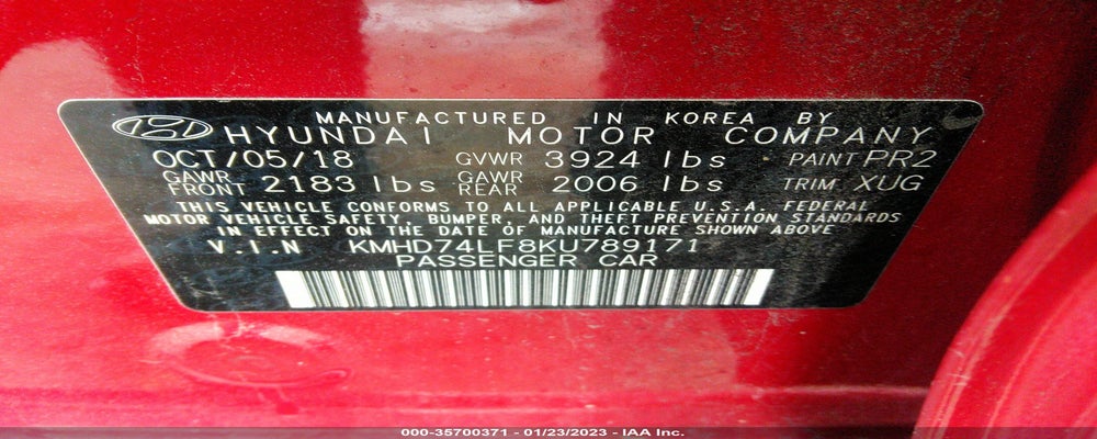 KMHD74LF8KU789171 2019 HYUNDAI ELANTRA photo no. 9
