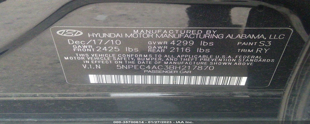 5NPEC4AC3BH217870 2011 HYUNDAI SONATA photo no. 9