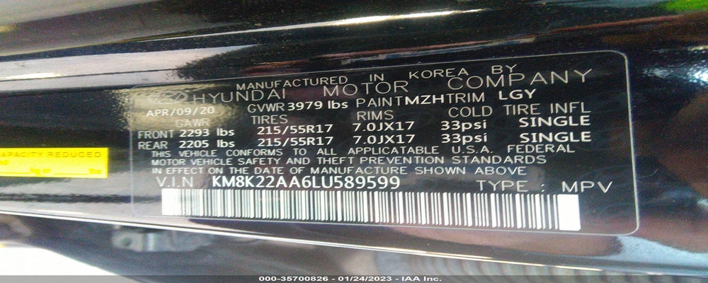 KM8K22AA6LU589599 2020 HYUNDAI KONA photo no. 9