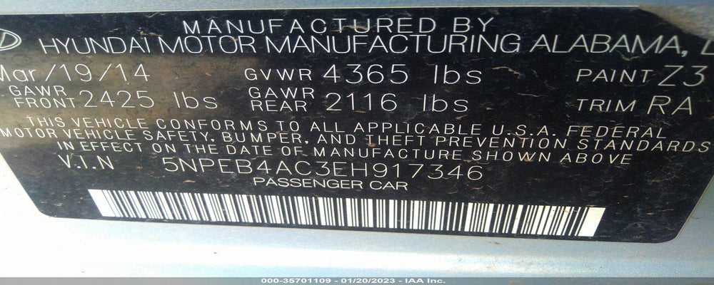 5NPEB4AC3EH917346 2014 HYUNDAI SONATA photo no. 9