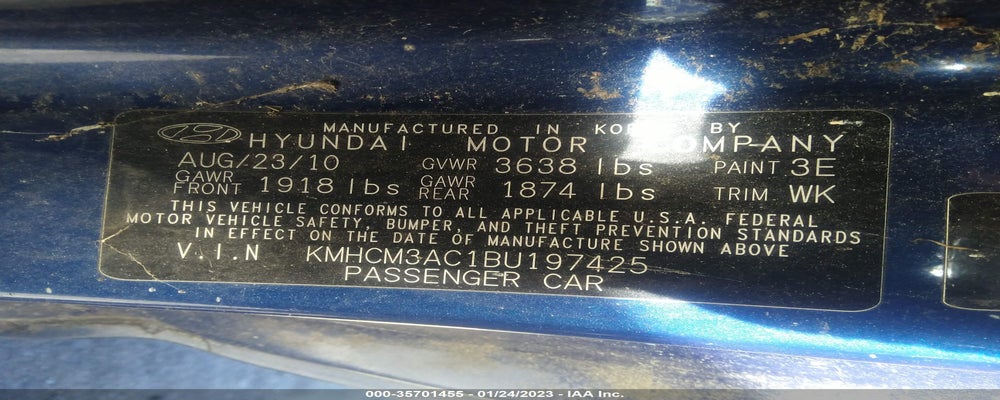 KMHCM3AC1BU197425 2011 HYUNDAI ACCENT photo no. 9