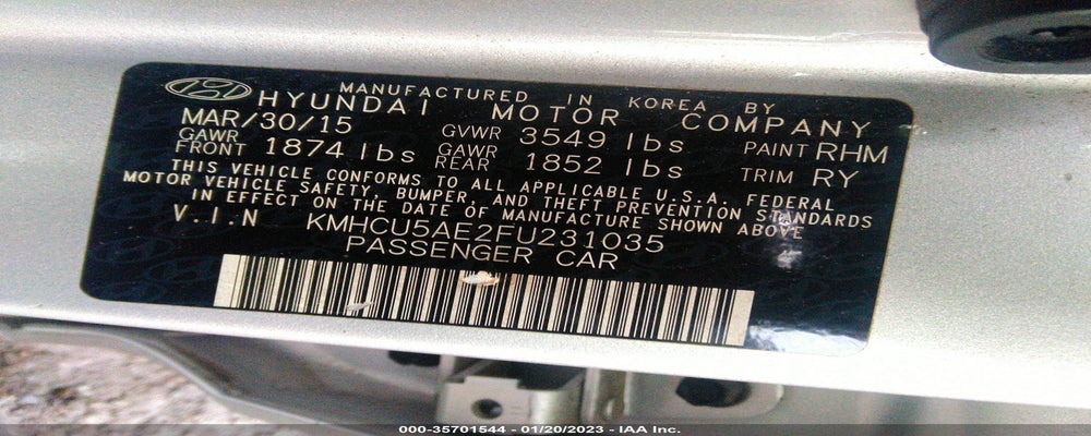 KMHCU5AE2FU231035 2015 HYUNDAI ACCENT photo no. 9