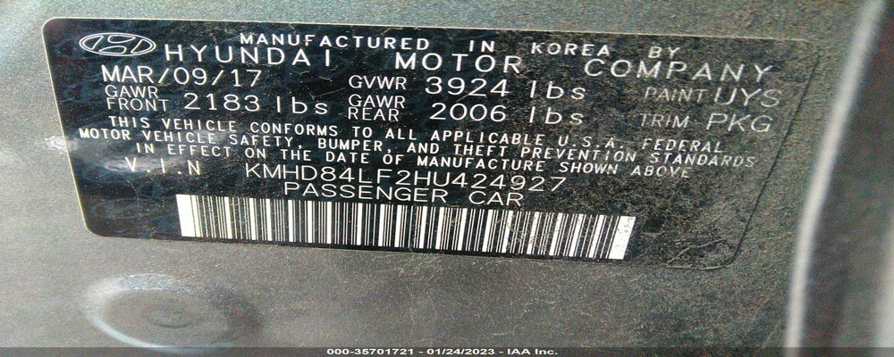 KMHD84LF2HU424927 2017 HYUNDAI ELANTRA photo no. 9