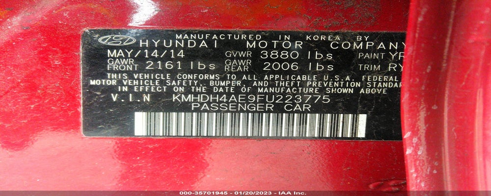 KMHDH4AE9FU223775 2015 HYUNDAI ELANTRA photo no. 9