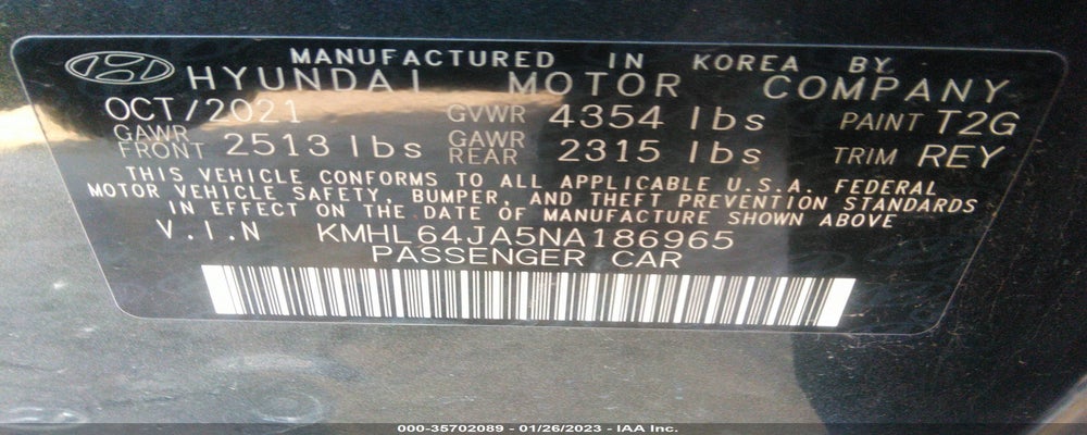 KMHL64JA5NA186965 2022 HYUNDAI SONATA photo no. 9