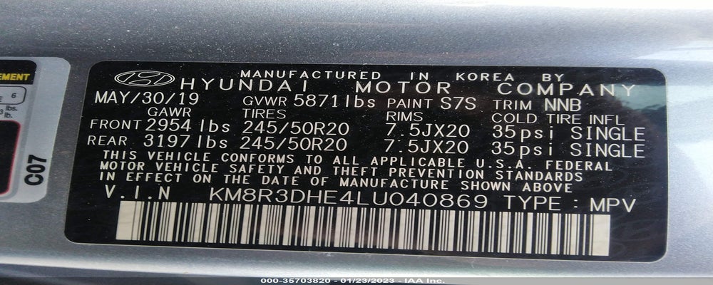 KM8R3DHE4LU040869 2020 HYUNDAI PALISADE photo no. 9