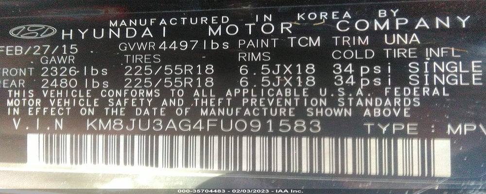 KM8JU3AG4FU091583 2015 HYUNDAI TUCSON photo no. 9