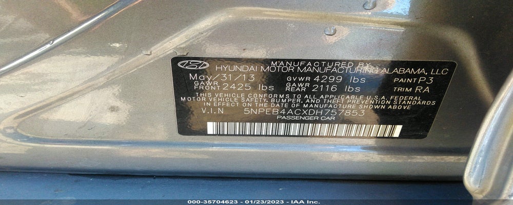 5NPEB4ACXDH757853 2013 HYUNDAI SONATA photo no. 9