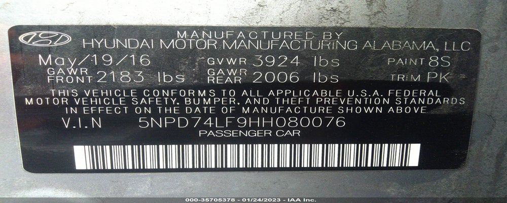 5NPD74LF9HH080076 2017 HYUNDAI ELANTRA photo no. 9