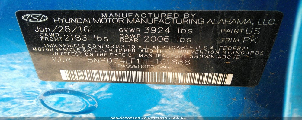 5NPD74LF1HH101888 2017 HYUNDAI ELANTRA photo no. 9