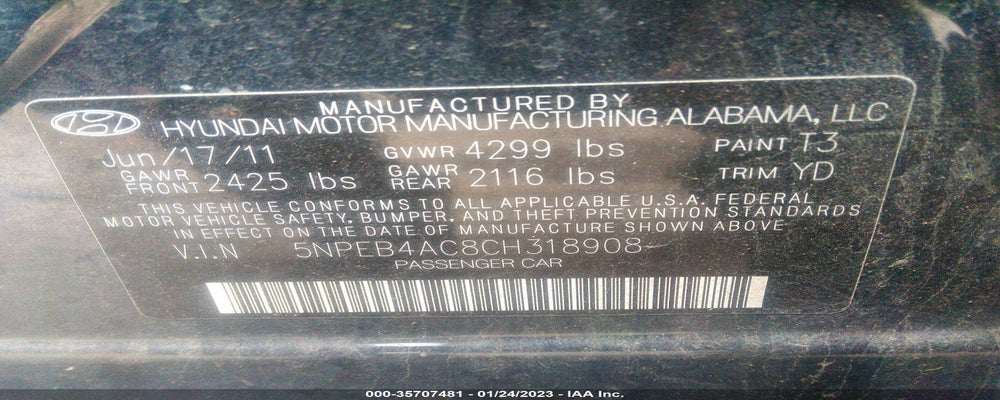 5NPEB4AC8CH318908 2012 HYUNDAI SONATA photo no. 9