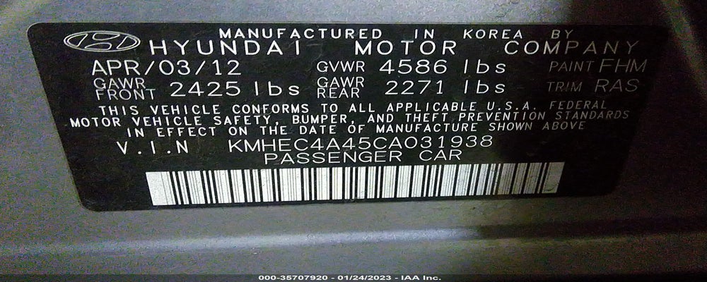 KMHEC4A45CA031938 2012 HYUNDAI SONATA photo no. 9