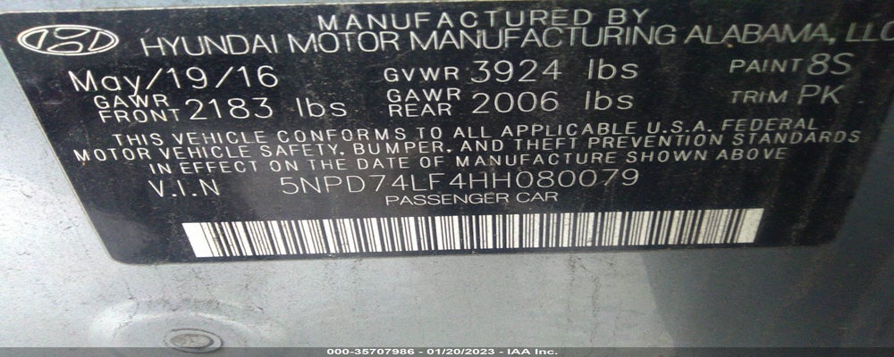5NPD74LF4HH080079 2017 HYUNDAI ELANTRA photo no. 9